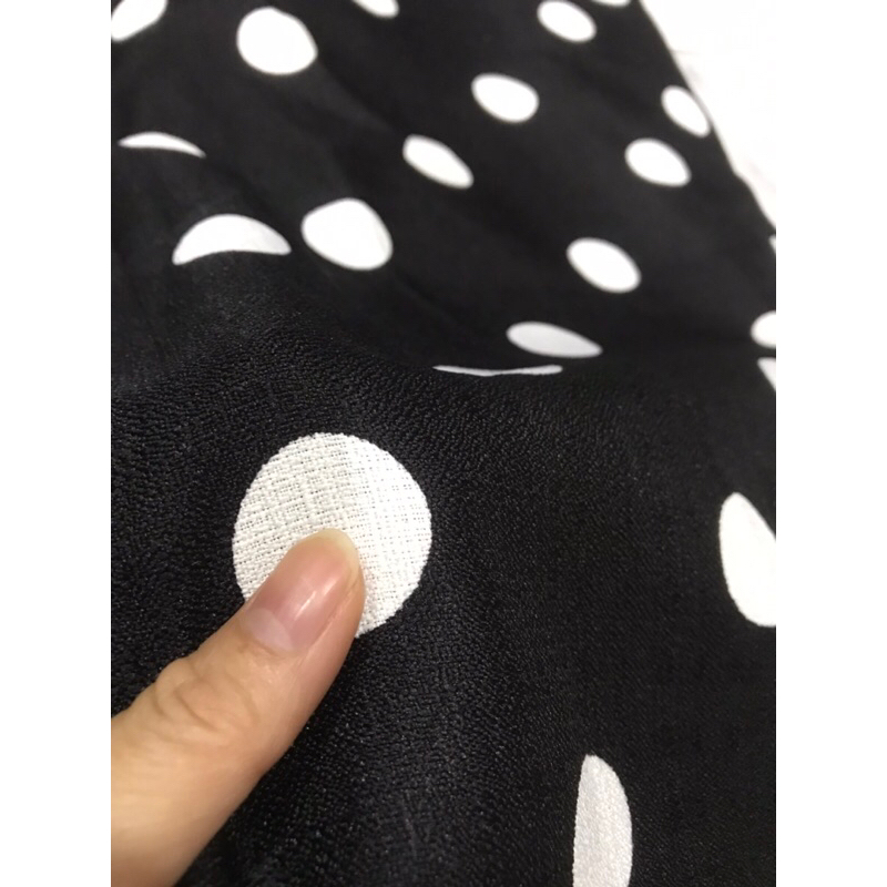 Vải Linen Bố chấm bi dày vừa chất thô form đứng may đầm váy,quần ,thiết kế thời trang