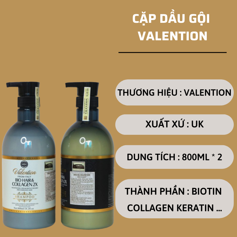 Dầu Gội Xả VALENTION 800ML * 2 Phục Hồi Tóc Siêu Mượt Chống Rụng Chống Ngứa Chống Gàu | Centella.official