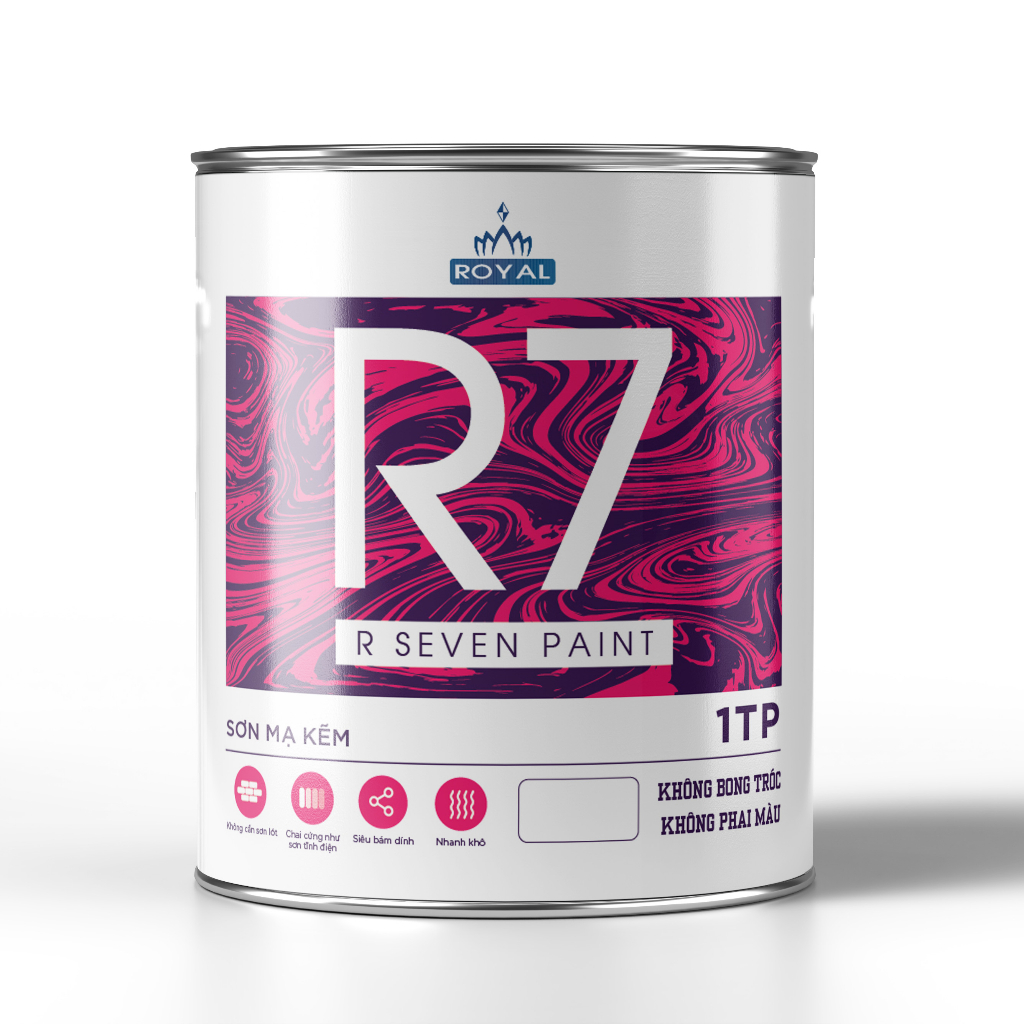 Sơn sắt mạ kẽm 1TP Sơn Hoàng Gia R7 hộp 900g, sơn kim loại, sơn chống gỉ sét không cần sơn lót