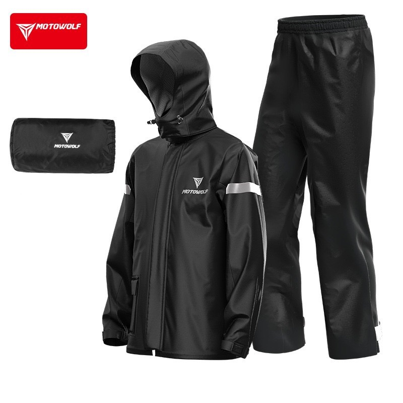 Áo mưa bộ Motowolf xanh dạ quang/đen chính hãng