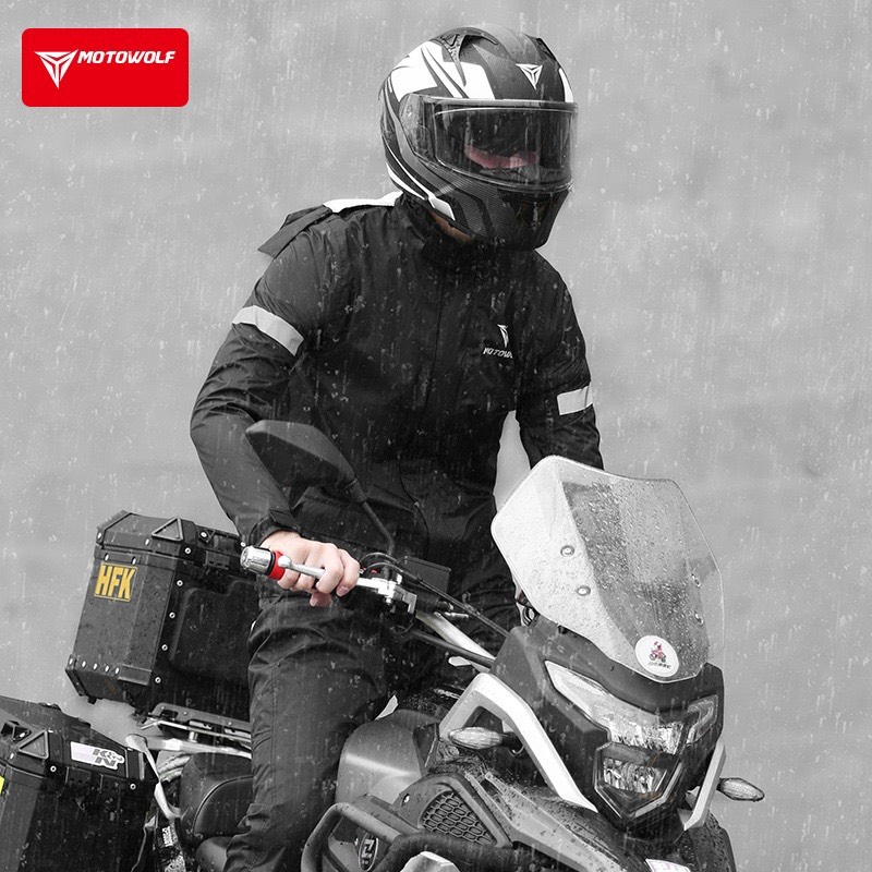 Áo mưa bộ Motowolf xanh dạ quang/đen chính hãng