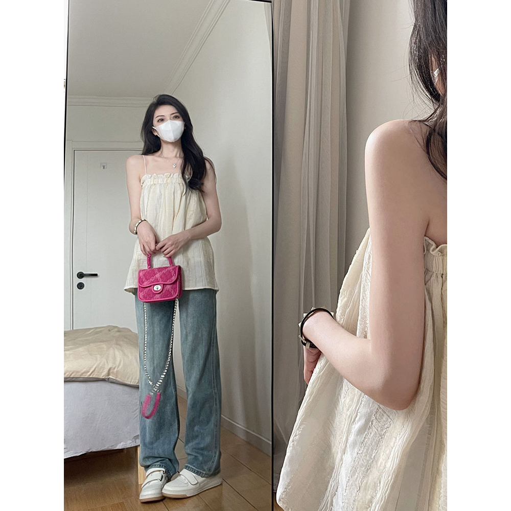 Áo kiểu nữ 2 dây Quây ngực trễ vai Hàn Quốc Áo nữ kiểu đẹp hai dây Sang trọng Ulzzang Thời trang