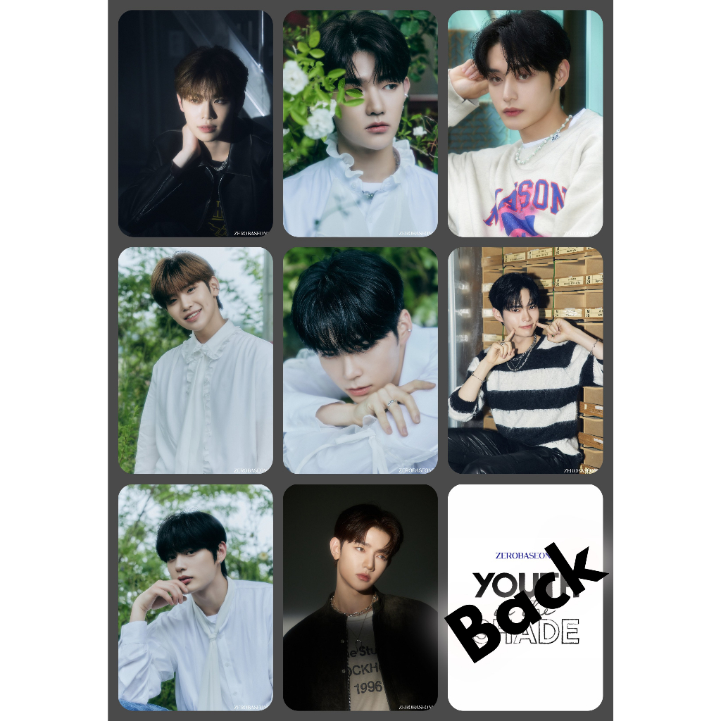 Set 18 card giấy bo góc in 2 mặt ảnh nhóm ZB1 - Youth in the Shade Jacket