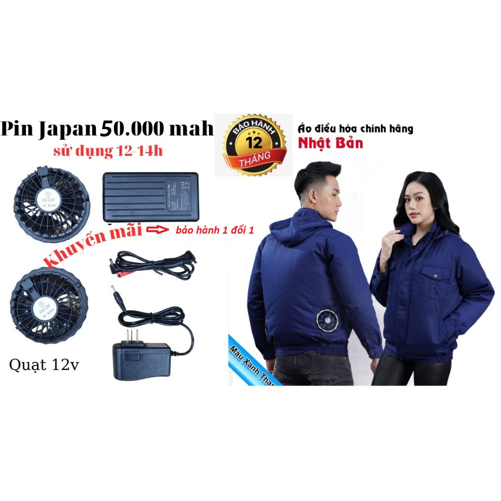Áo Điều Hoà Nhật Bản, Áo Quạt Điều Hoà Nhật Bản Top 1 Bán Chạy, PIN 30000mAh, Quạt 12V, BH 12 tháng HOT