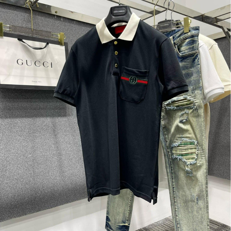 Áo polo GC khâu túi nổi bật nam nữ mới nhất Áo polo khâu túi nam nữ cao cấp