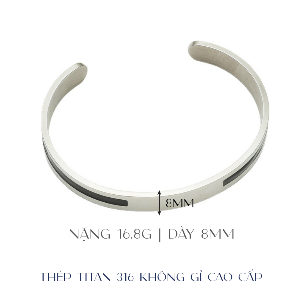 Vòng Cuff Nam Thép Không Gỉ Cao Cấp. Vòng Tay Lắc Tay Nam Đẹp | Dandy