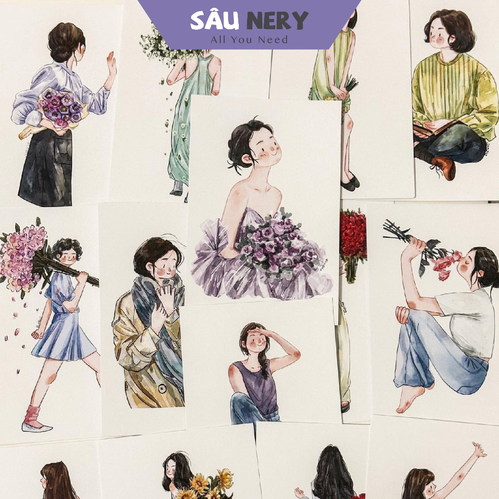 Saunery - Card cô gái dễ thương xinh xắn - Ding Ding (Phát ngẫu nhiên)