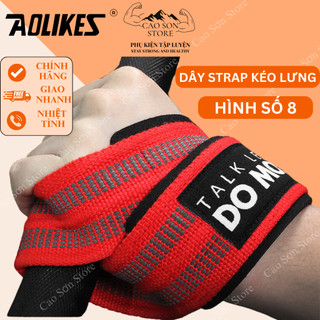  Dây Kéo Lưng - Lifting Strap Hình Số 8 CS-7640 Aolikes Có Hạt Nhựa Chống Trượt Trợ Lực Tập Gym 