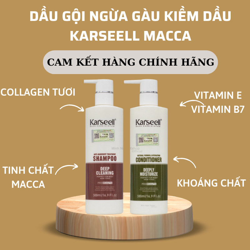 Dầu Gội Xả KARSEELL 500ML * 2 Kiềm Dầu Sạch Gầu Chống Rụng  Hiệu Quả Phục Hồi Tái Sinh Tóc Siêu Mượt | Centella.official