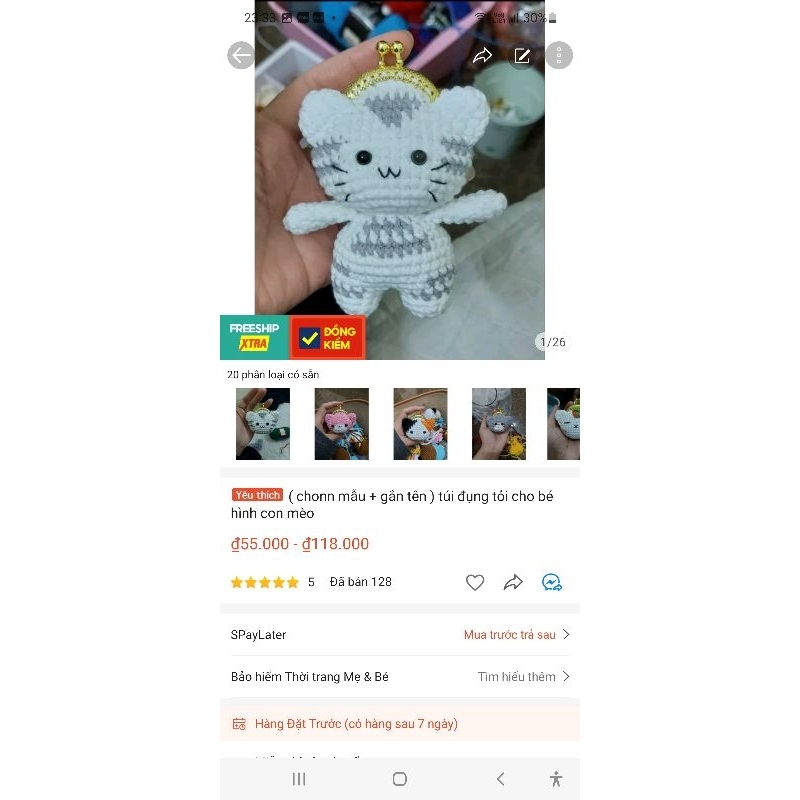 Túi đựng tỏi cho bé hình con mèo
