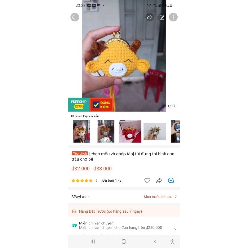 Túi đựng tỏi cho bé hình chú trâu dễ thương