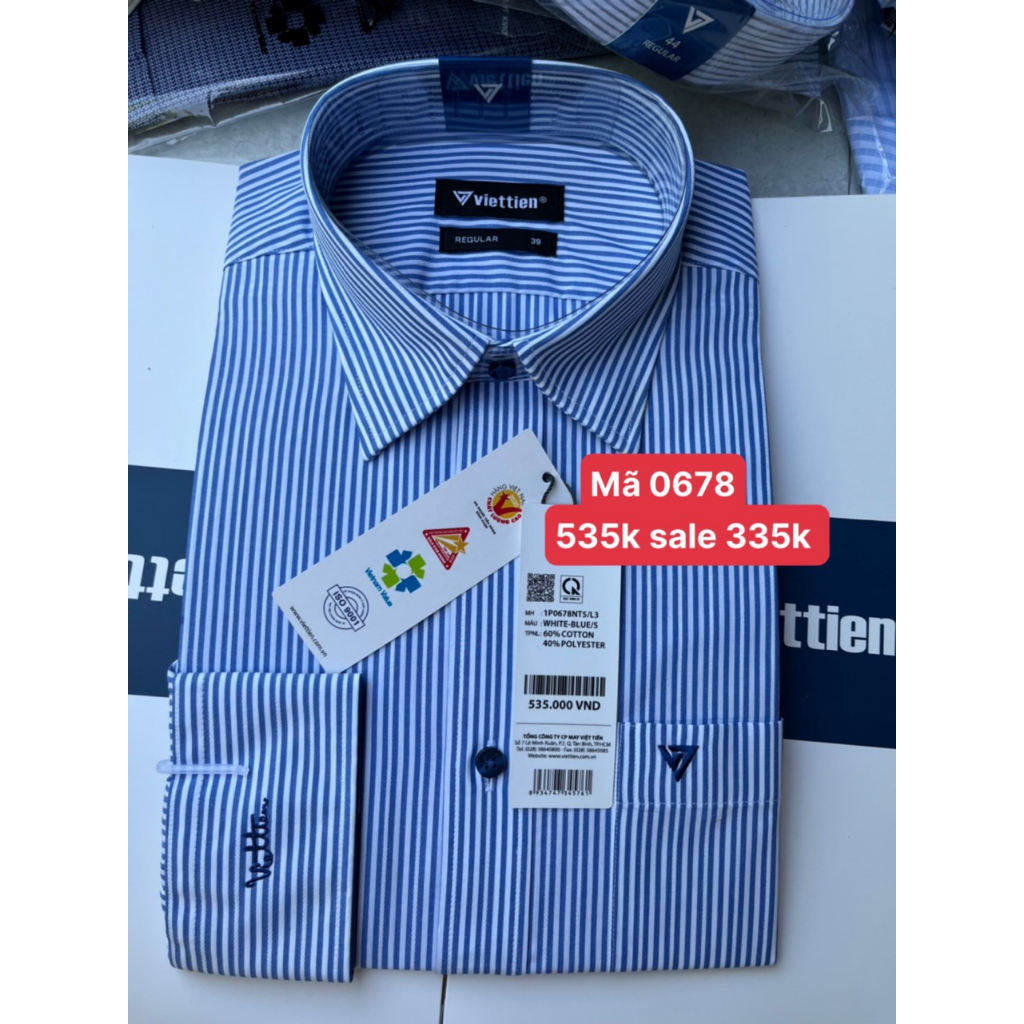 Việt tiến áo sơ mi dài tay giá hãng 535k sale 335k form regular(tiêu chuẩn)
