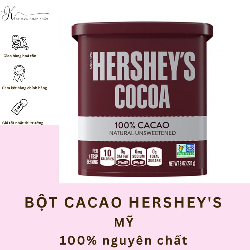 [DATE 2024] BỘT CACAO HERSHEY’S COCOA NGUYÊN CHẤT 226G USA