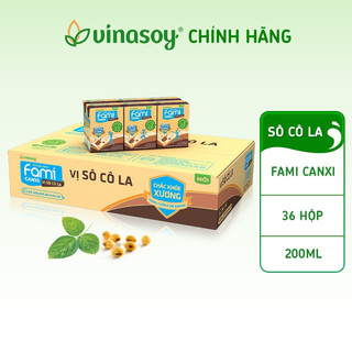  Thùng sữa đậu nành Fami Canxi Vị sô cô la hộp  36 hộp x 200ml  Bọc Chống Sốc 