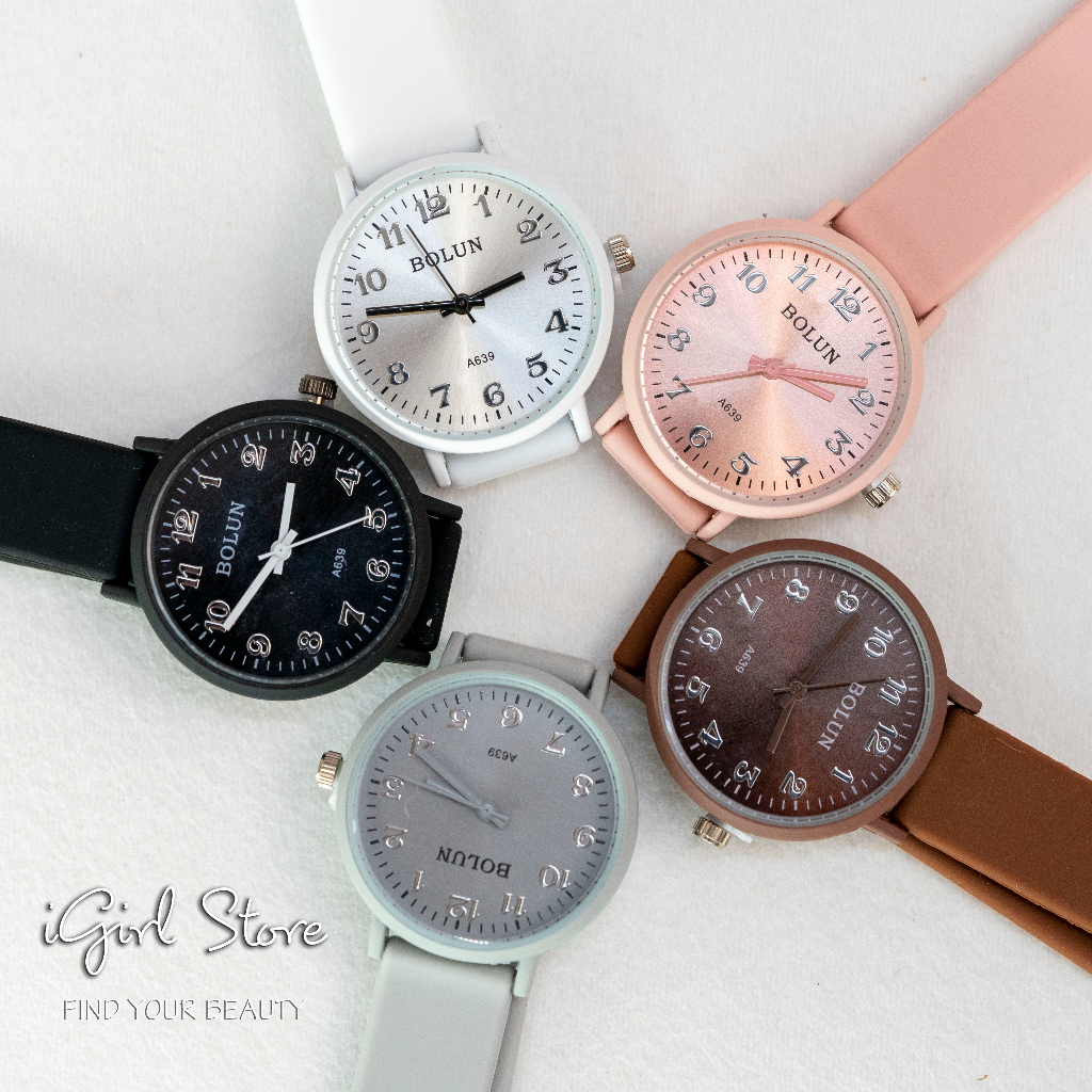 Đồng hồ nữ thời trang Bolun kiểu dáng mặt bóng, đồng hồ đeo tay dây cao su silicon, phong cách Ulzzang iGirl Store