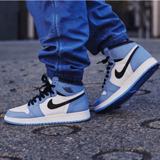 Giày Thể Thao JD 1 Bản Cao Cấp , Giày Jordan Cao Cổ Xanh Dương Vệt Đen.