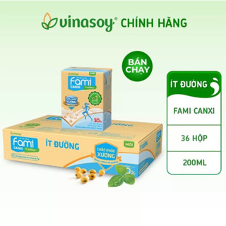 Thùng sữa đậu nành Fami Nguyên chất - Can Xi ít đường (36 hộp x 200ml) ( Date Mới Nhất ) Bọc Chống Sốc