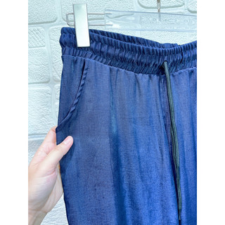 Set bộ hot trend- set jean lụa quần suông (freesize 65kg)