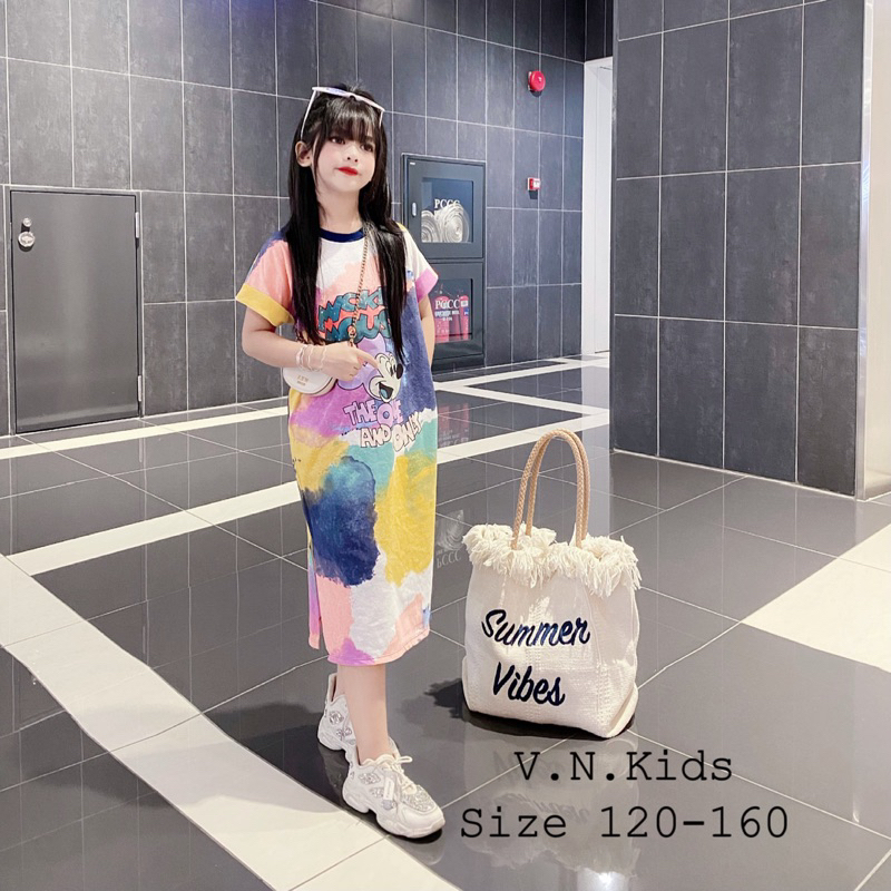 Váy loang mickey cho Bé đón hè mát lịm size đại 18kg-43kg