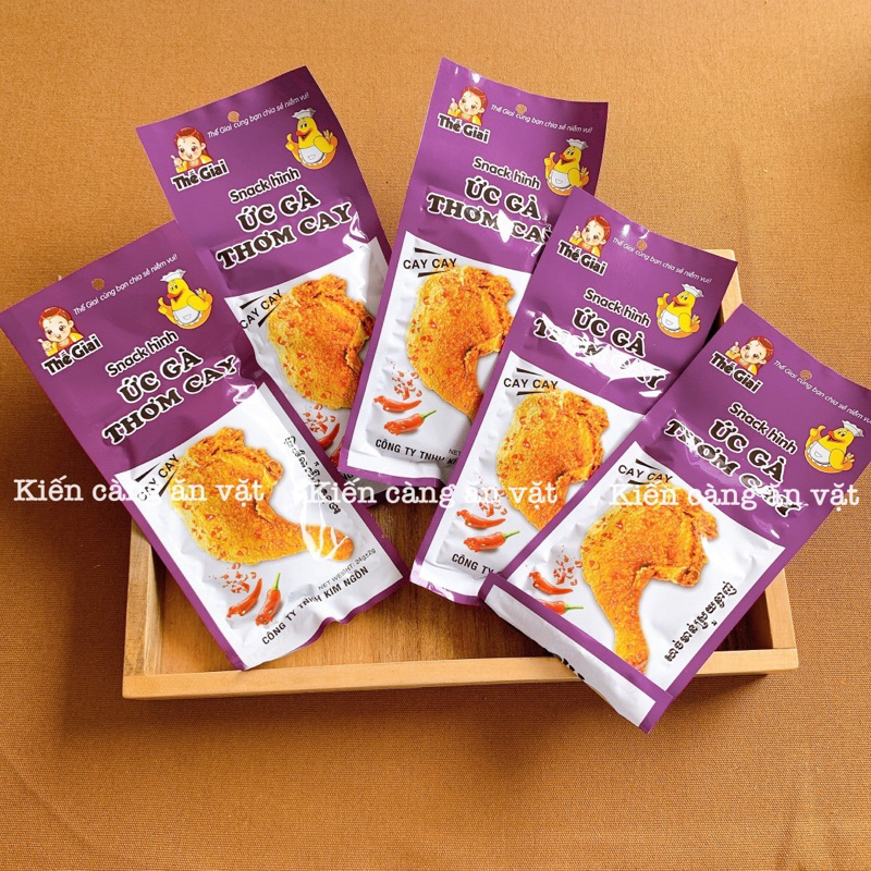Snack hình ức gà thơm cay, ức gà tím Thế Giai