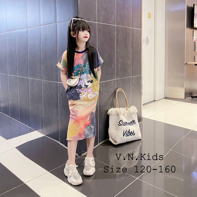 Váy loang mickey cho Bé đón hè mát lịm size đại 18kg-43kg