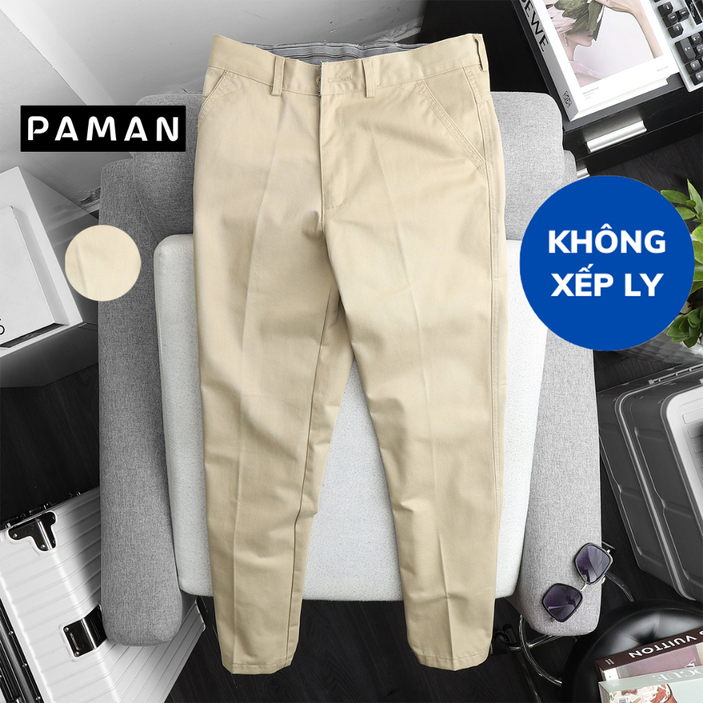 Quần kaki nam trung niên ống suông cao cấp PAMAN không xếp ly dáng rộng rãi thoải mái vải dày dặn chất lượng 007QD