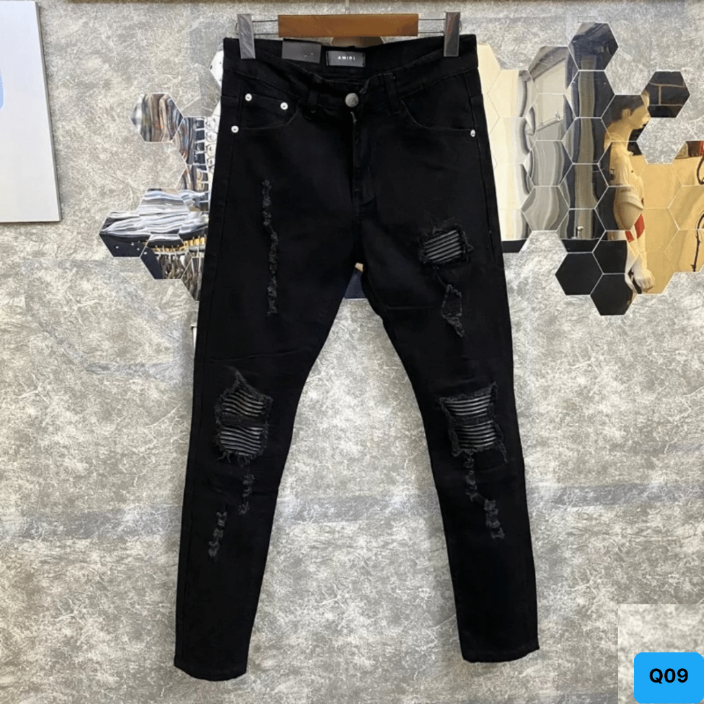 Quần Jean Nam Rách Vá Da chất bò cotton co dãn Quần rin nam Ptz.boutique NHIỀU MẪU ĐẸP QS226