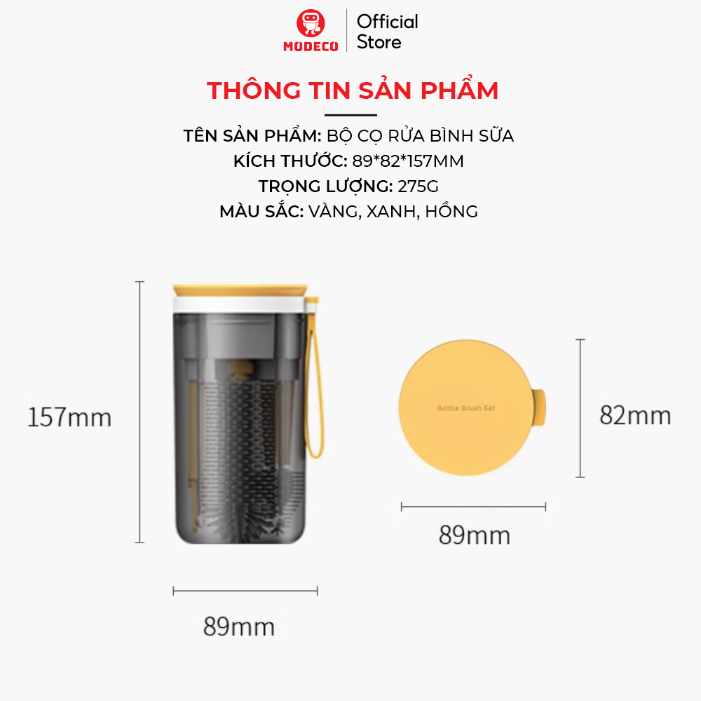 Bộ Cọ Rửa Bình Sữa 6 in 1 Cho Bé Bằng Chất Liệu Silicon Cao Cấp Modeco - An toàn,  Tiện Lợi Mang Đi Theo Du Lịch