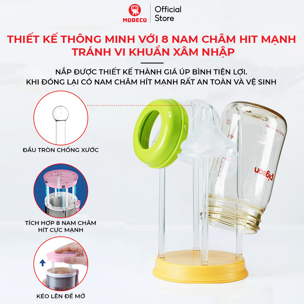 Bộ Cọ Rửa Bình Sữa 6 in 1 Cho Bé Bằng Chất Liệu Silicon Cao Cấp Modeco - An toàn,  Tiện Lợi Mang Đi Theo Du Lịch