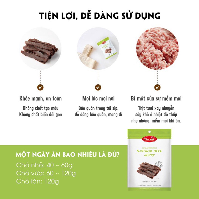 [ 70gr ] Thịt sấy kiểu Singapore Bowwow 95% thịt🥩