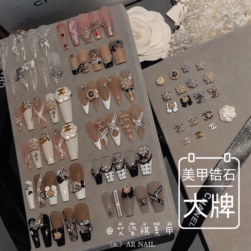 Charm nơ nail cao cấp đính ngọc,phụ kiện trang trí móng tay