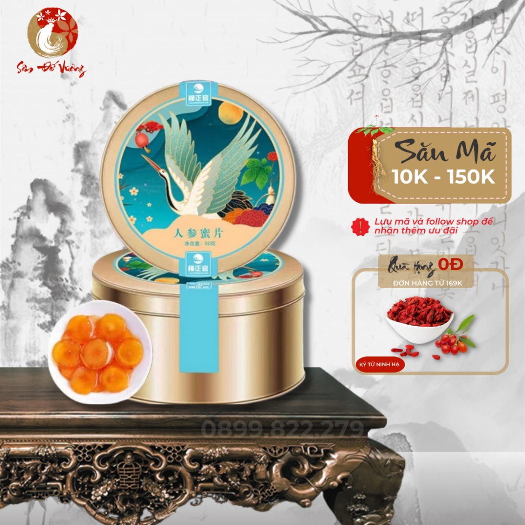 Sâm Lát Tẩm Mật Ong Hộp Thiếc Sang Trọng, Gói Tiện Dụng Dễ Mang Theo, Thích Hợp Bù Năng Lượng Giảm Stress - Sâm Đế Vương