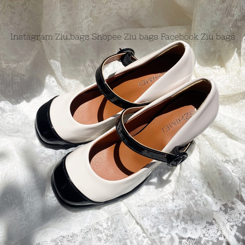 Giày cao gót công sở mũi vuông đế dày 8cm - Giày cao gót marry jean đế vuông thanh lịch tôn dáng