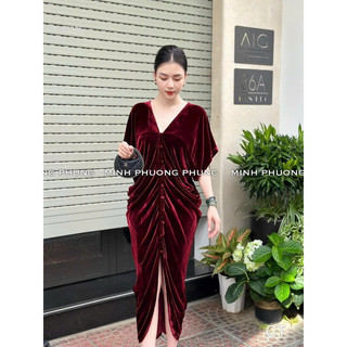 Váy nhung the dúm cao cấp
