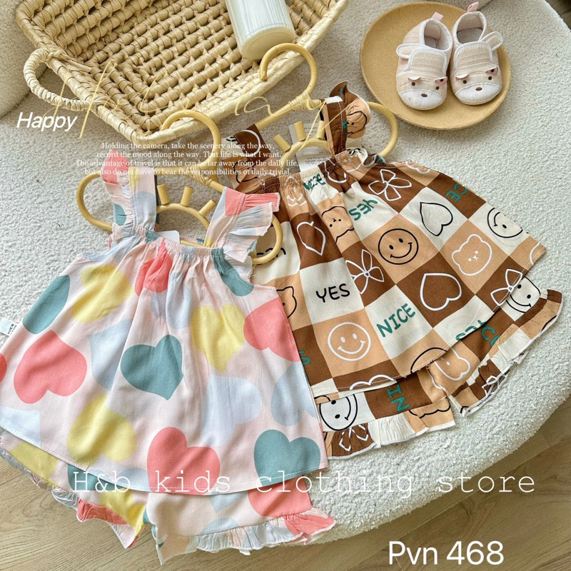 NT161 Bộ lanh hai dây dáng cánh tiên cho bé gái