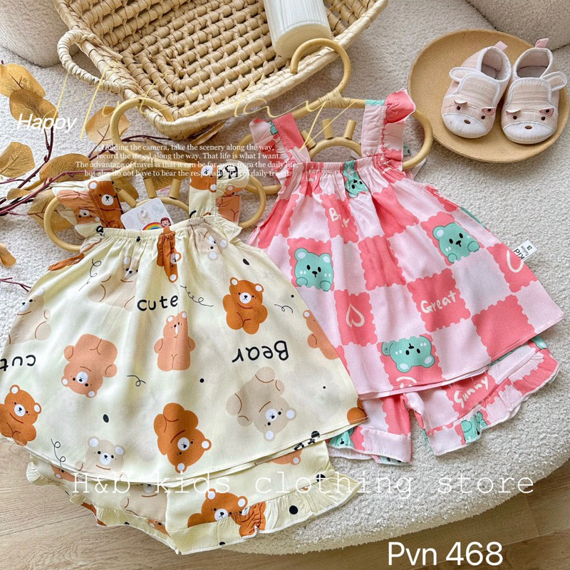 NT161 Bộ lanh hai dây dáng cánh tiên cho bé gái