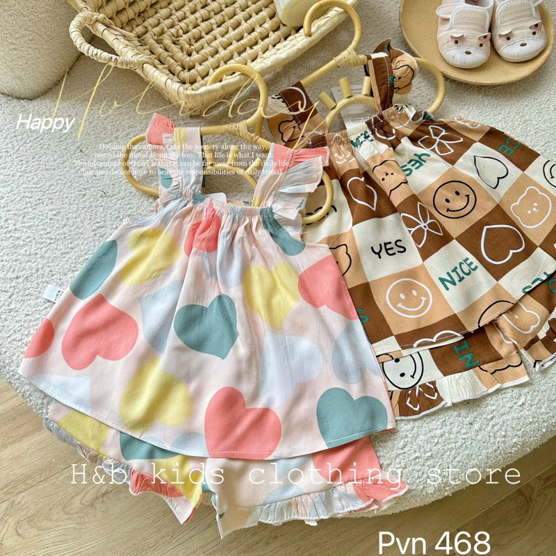 NT161 Bộ lanh hai dây dáng cánh tiên cho bé gái