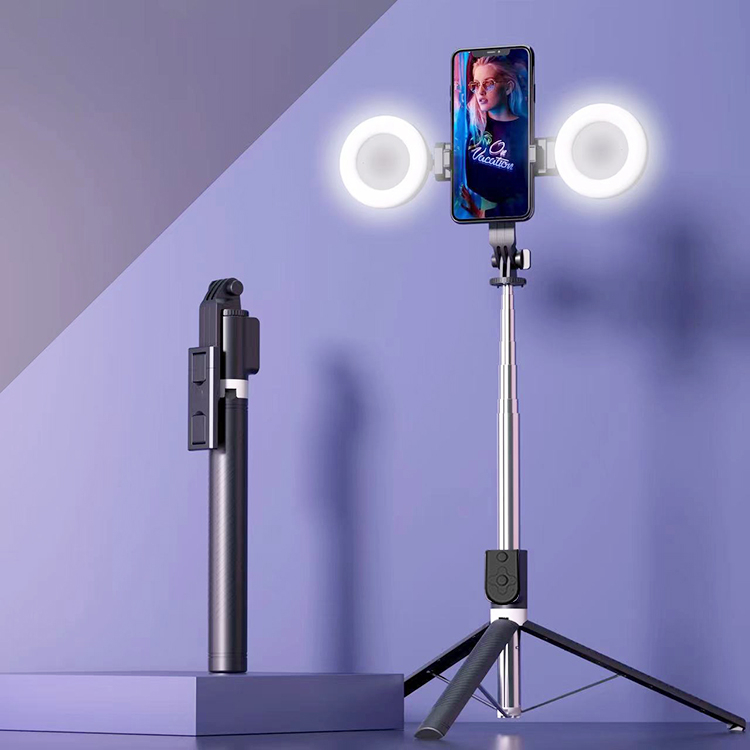 Gậy chụp hình selfie BT11 chụp ảnh tự sướng kèm remote kiêm Tripod giá đỡ điện thoại 3 chân có đèn led trợ sáng