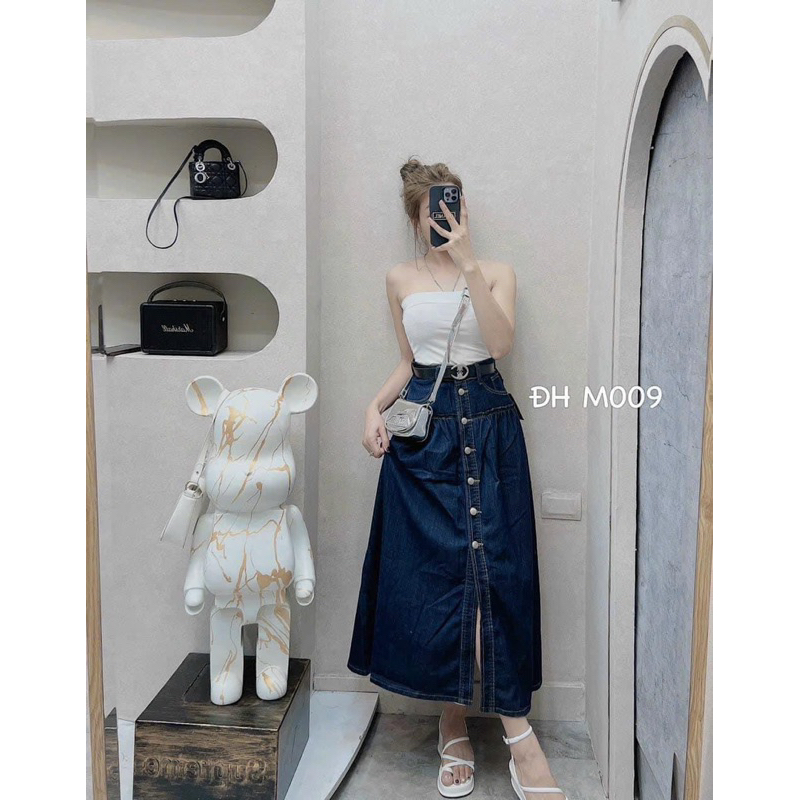 Chân váy bò kèm belt