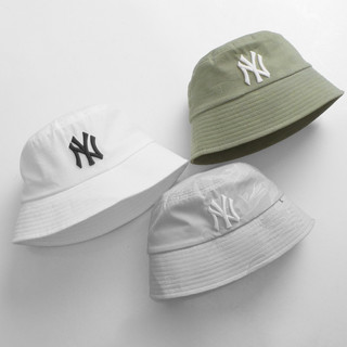Mũ bucket logo NY MLB  cao cấp, nón bucket Classic xanh rêu vành tròn cụp kaki form unisex