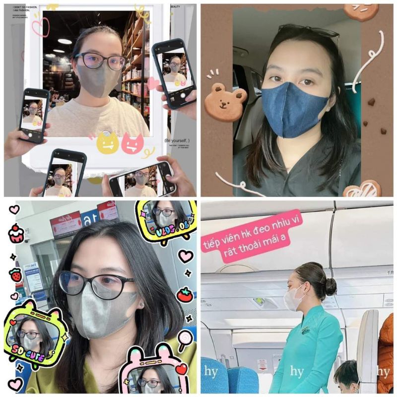 Khẩu Trang 3D Thái Lan Màu Trendy, Không Xù Lông,Mang Êm Tai