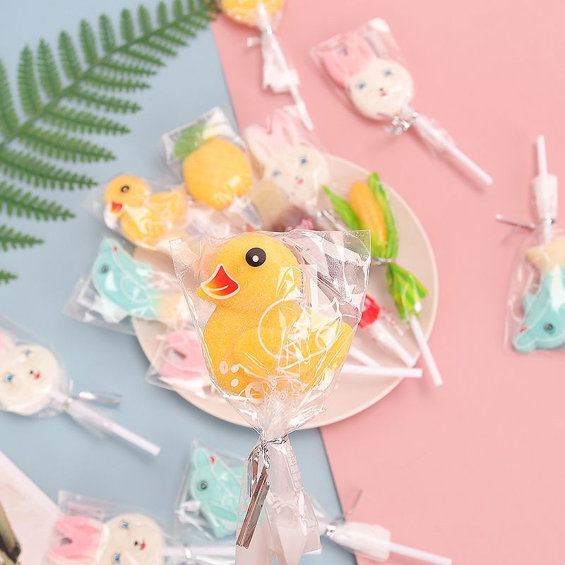 100g kẹo mút dẻo trái cây hình Vịt vàng-thỏ-cá heo-cây nấm-hướng dương nhỏ mềm ngon siêu đáng yêu