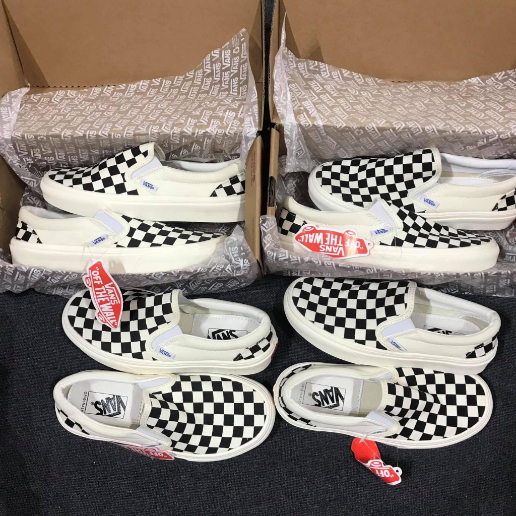 Giày 𝐕𝐀𝐍𝐒 Đen, Trắng, Caro lười viền trắng, Vans FOG Dán caro, classic nam nữ FullBoxBill hot nhất
