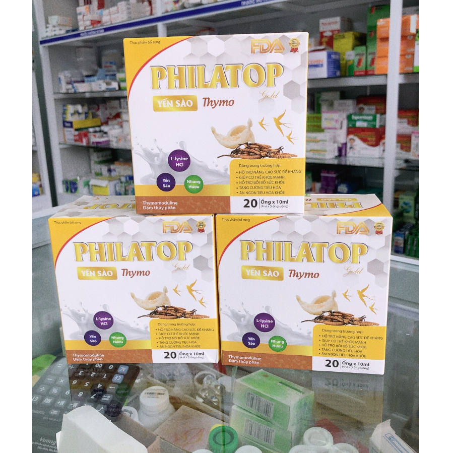 Philatop Yến Sào Đại Uy - Hộp 20 ống Philatop Gold Thymo giúp bồi bổ cơ thể tăng đề kháng - hàng chính hãng