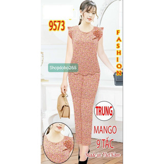 Đồ bộ nữ,đò ngủ mặc nhà lửng 9 tấc vải lụa mango BL 170 hoạ tiết hoa nhí dễ thương size 45-65kg