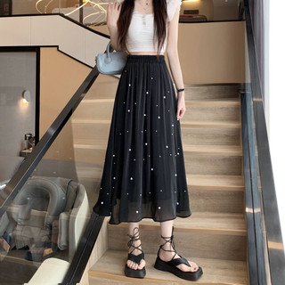 Chân váy lụa đính ngọc hàng QC