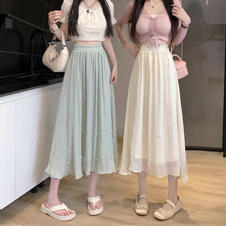 Chân váy lụa đính ngọc hàng QC