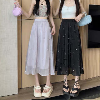 Chân váy lụa đính ngọc hàng QC