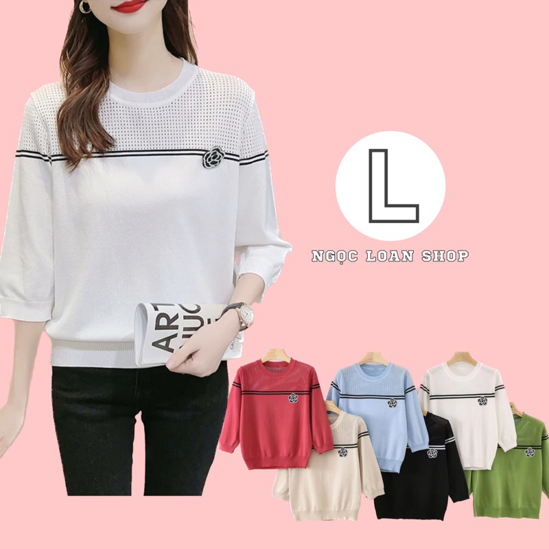 Áo len dệt kim trung niên tay lỡ , áo kiểu cho mẹ Quảng Châu_ngọc loan shop.