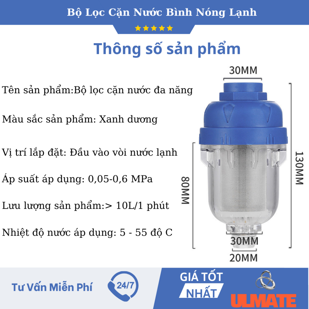 Bộ lọc cặn bình nóng lạnh, vòi hoa sen, máy giặt, vòi nước nhà bếp